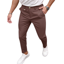 Calça Social Raffenzi RZ115 de alfaiataria slim, design elegante em azul bebê, perfeita para eventos formais com sofisticação e conforto.