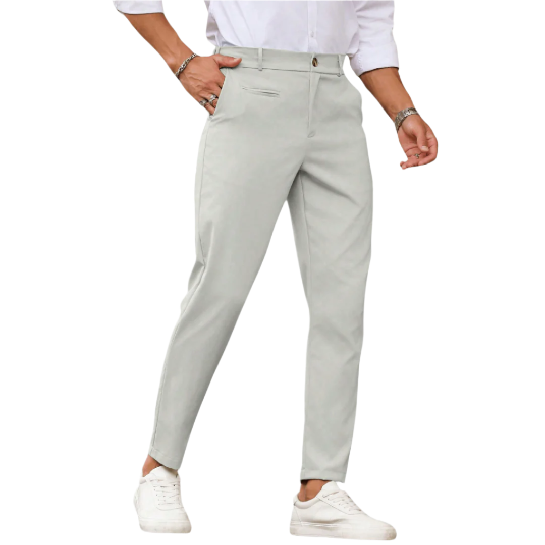 Calça social de alfaiataria masculina Raffenzi RZ112, ideal para homens que valorizam elegância e conforto em ocasiões formais e profissionais.