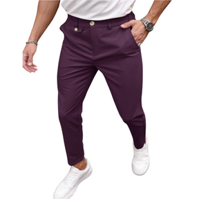 Calça Social Raffenzi RZ115 de alfaiataria slim, design elegante em azul bebê, perfeita para eventos formais com sofisticação e conforto.