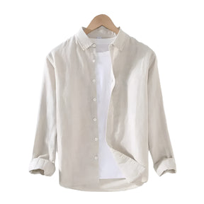 Camisa de Linho Raffenzi RZ142, design atemporal, perfeita para eventos sociais com sofisticação, frescor e resistência em linho.