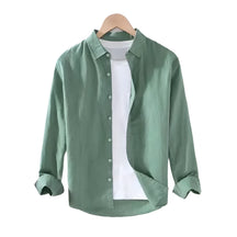 Camisa de Linho Raffenzi RZ142, design atemporal, perfeita para eventos sociais com sofisticação, frescor e resistência em linho.