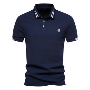 Camisa Polo Masculina Raffenzi RZ150 em algodão, design sofisticado e detalhes bordados que valorizam o visual masculino com elegância e conforto.