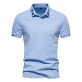 Camisa Polo Masculina Raffenzi RZ150 em algodão, design sofisticado e detalhes bordados que valorizam o visual masculino com elegância e conforto.