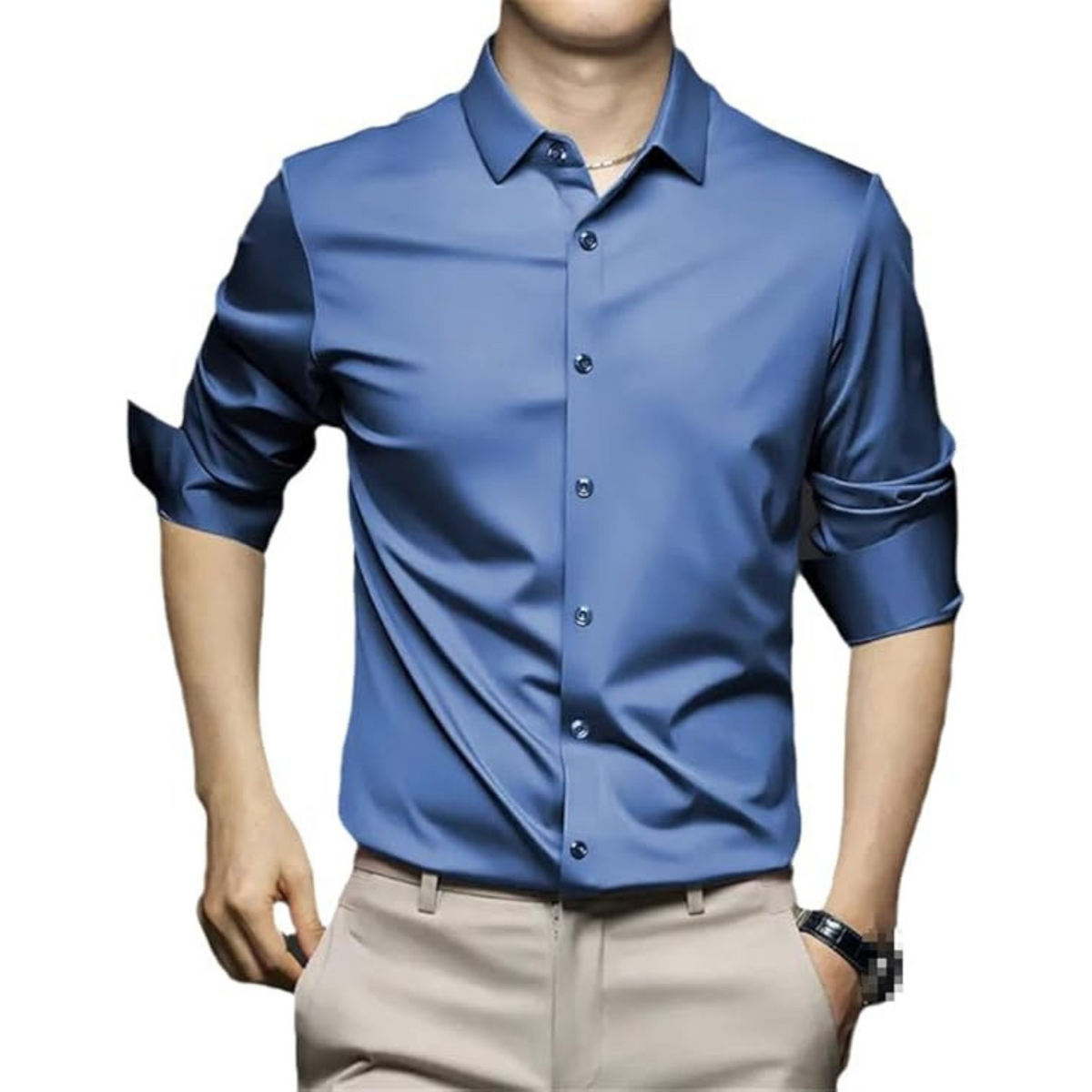 Camisa Social Raffenzi RZ144, design slim fit, perfeita para ocasiões formais ou casuais com sofisticação e praticidade anti-amasso.