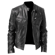 Jaqueta de couro masculina Raffenzi RZ017 com design racer, corte ajustado e acabamento refinado para composições sofisticadas e estilosas.