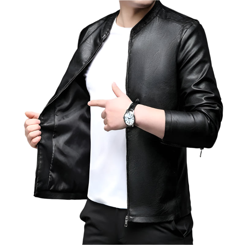 Jaqueta de couro masculina Raffenzi RZ090 sofisticada, resistente e versátil, ideal para quem busca elegância e conforto em qualquer ocasião.