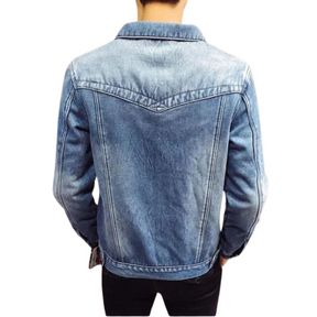 Jaqueta jeans masculina Raffenzi RZ053 com corte ajustado, design sofisticado e conforto para um visual moderno e versátil.