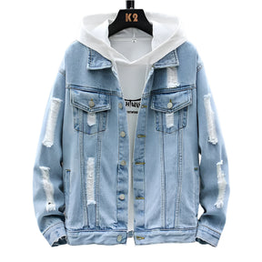 Jaqueta Jeans Masculina Raffenzi RZ058 com design moderno, jeans premium e acabamento sofisticado para um visual autêntico e versátil.