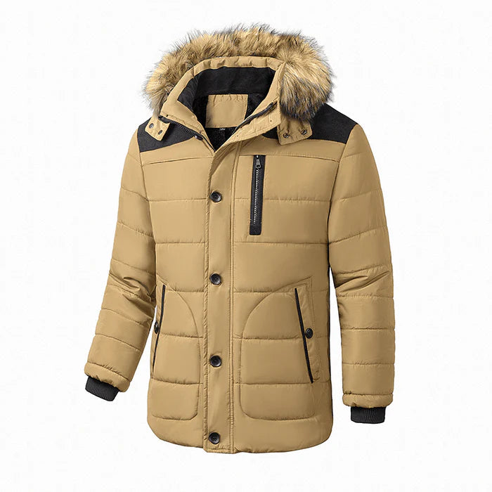 Jaqueta masculina acolchoada Raffenzi RZ039 com design moderno, proteção térmica e caimento sofisticado para looks versáteis e elegantes.