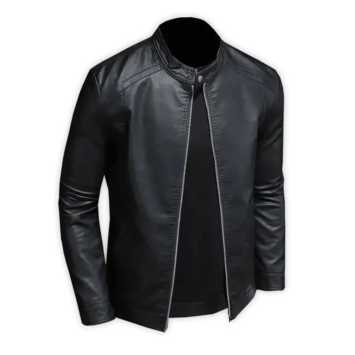 Jaqueta masculina em couro Raffenzi RZ037 com design urbano e sofisticado, perfeita para compor looks estilosos e modernos em diversas ocasiões.