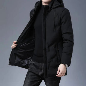 Jaqueta Masculina Raffenzi RZ084 com design sofisticado, isolamento térmico e acabamento refinado, ideal para manter o estilo nos dias frios.