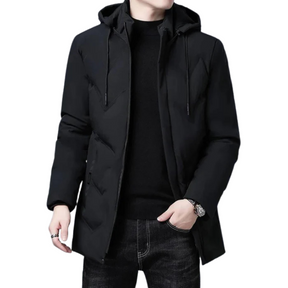 Jaqueta Masculina Raffenzi RZ084 com design sofisticado, isolamento térmico e acabamento refinado, ideal para manter o estilo nos dias frios.