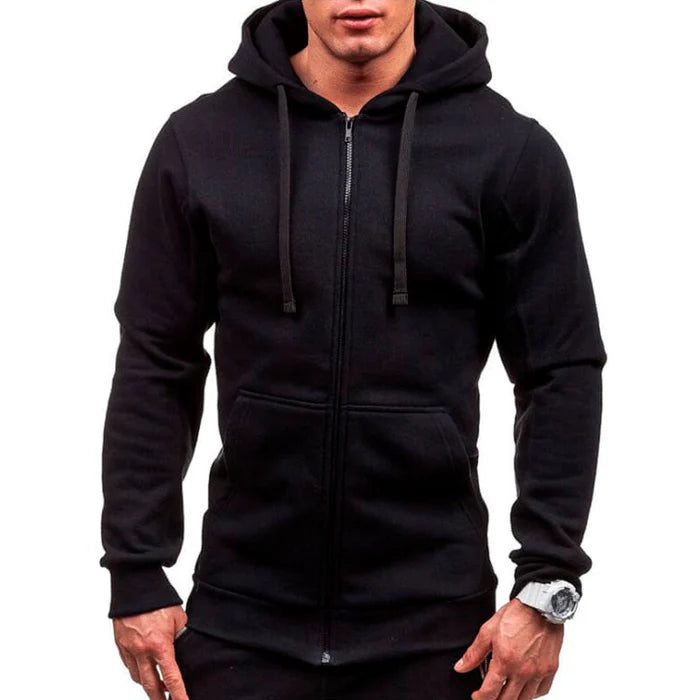 Jaqueta moletom masculina Raffenzi RZ014 com capuz e zíper, confortável e versátil, ideal para looks urbanos e modernos no cotidiano.