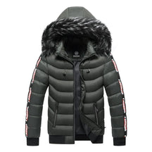 Jaqueta puffer masculina Raffenzi RZ034 com capuz forrado, ideal para conforto, proteção e estilo em dias frios.