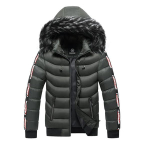 Jaqueta puffer masculina Raffenzi RZ034 com capuz forrado, ideal para conforto, proteção e estilo em dias frios.