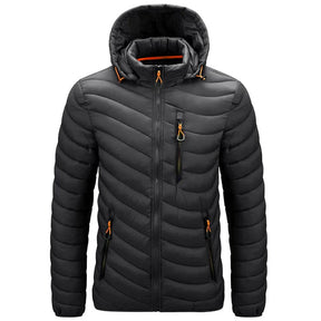 Jaqueta puffer masculina Raffenzi RZ012 com isolamento térmico para temperaturas de até -10°C, unindo conforto, estilo e inovação.