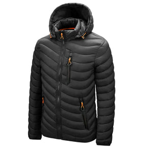 Jaqueta puffer masculina Raffenzi RZ012 com isolamento térmico para temperaturas de até -10°C, unindo conforto, estilo e inovação.