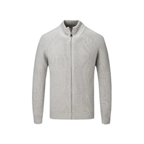 Suéter Raffenzi RZ131, design contemporâneo com zíper, perfeito para dias frios com sofisticação, conforto e praticidade em algodão.