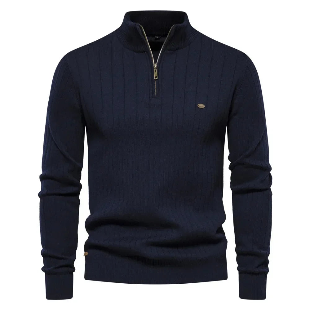 Suéter Raffenzi RZ134, design slim fit com gola V, perfeito para looks casuais ou formais com sofisticação, conforto e estilo em lã.