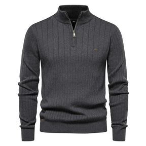 Suéter Raffenzi RZ134, design slim fit com gola V, perfeito para looks casuais ou formais com sofisticação, conforto e estilo em lã.