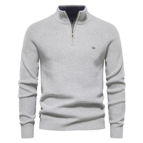 Suéter Raffenzi RZ134, design slim fit com gola V, perfeito para looks casuais ou formais com sofisticação, conforto e estilo em lã.