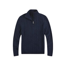 Suéter Raffenzi RZ132, design Old Money em tricot com meio zíper, perfeito para sobreposições elegantes com sofisticação e conforto.