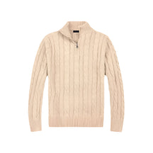 Suéter Raffenzi RZ132, design Old Money em tricot com meio zíper, perfeito para sobreposições elegantes com sofisticação e conforto.